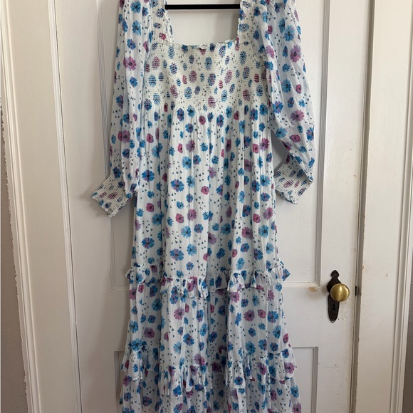 LoveShackFancy Dresses & Skirts - LoveShackFancy Blue and Purple Floral Long Sleeve Dress